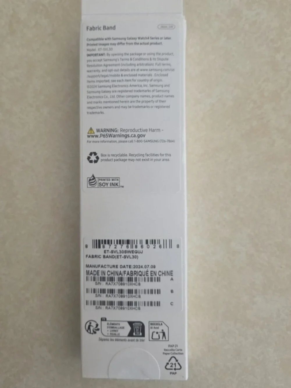NIB Samsung Watch 7 6 5 Pink/White Nylon Strap